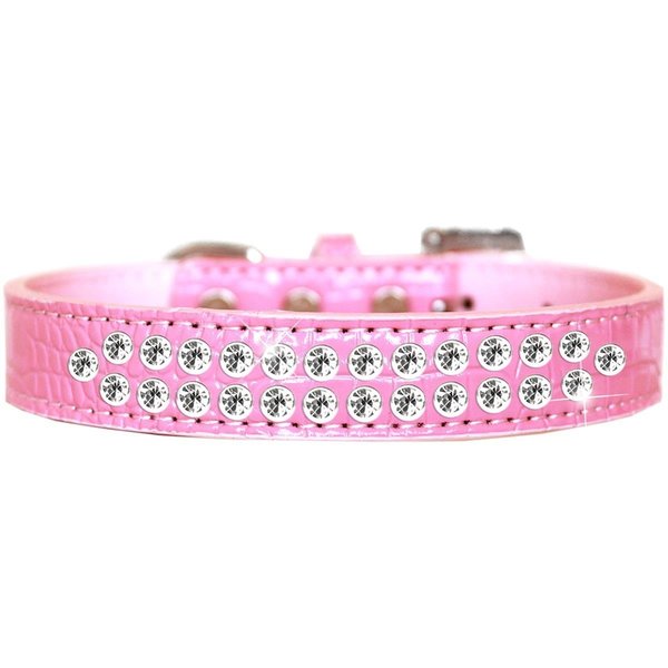 Mirage Pet Products Two Row Clear Jewel Croc Dog CollarLight Pink Size 16 720-06 LPKC16